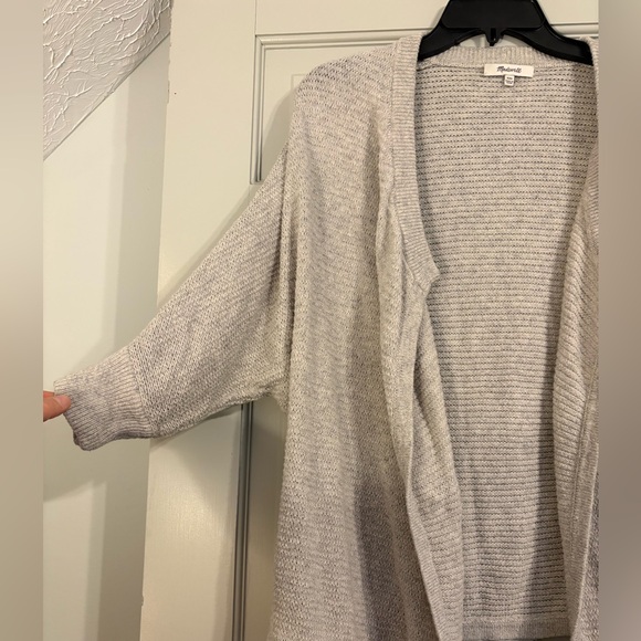 Madewell Light Gray open front waterfall 3/4 sleeve Women's Cardigan XXS - Picture 4 of 6